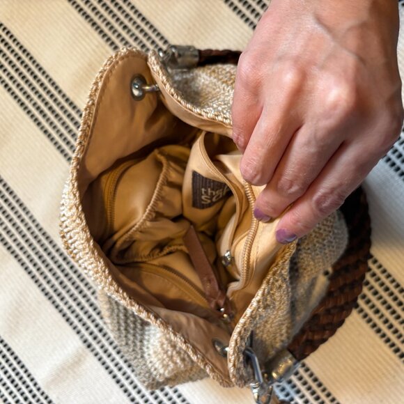 The Sak Striped Crochet Leather Strap Multi Color Hobo Purse Shoulder Bag - Picture 10 of 11